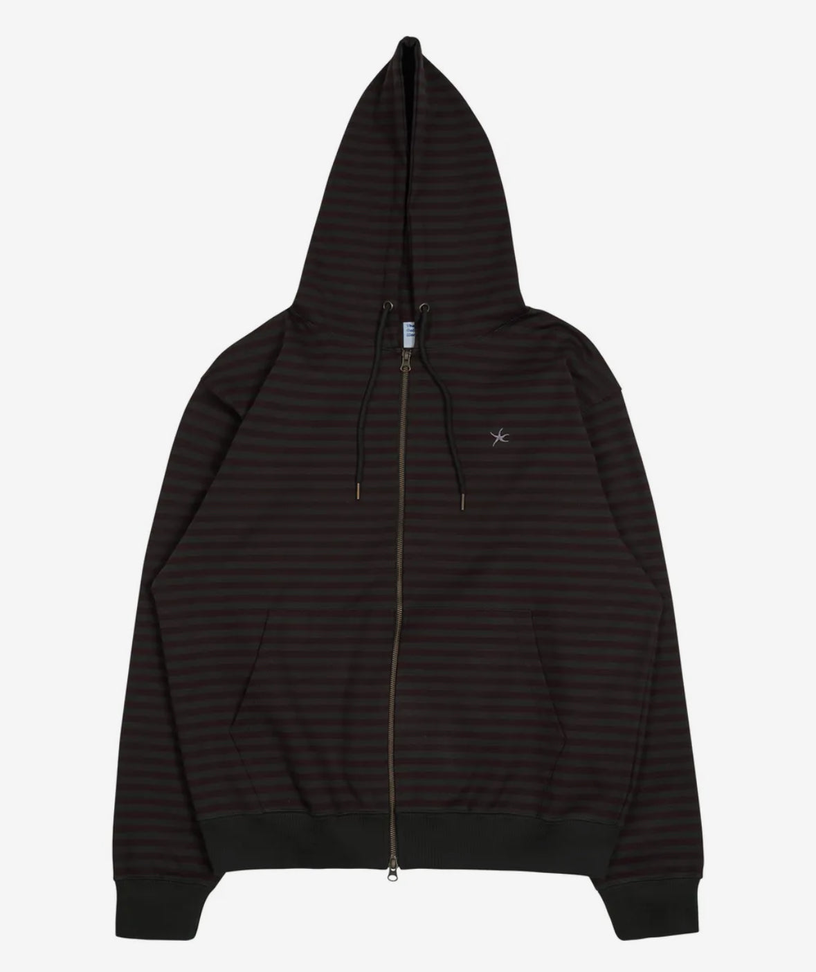 TCM Stripe Hood Zip-up / charcoal burgundy