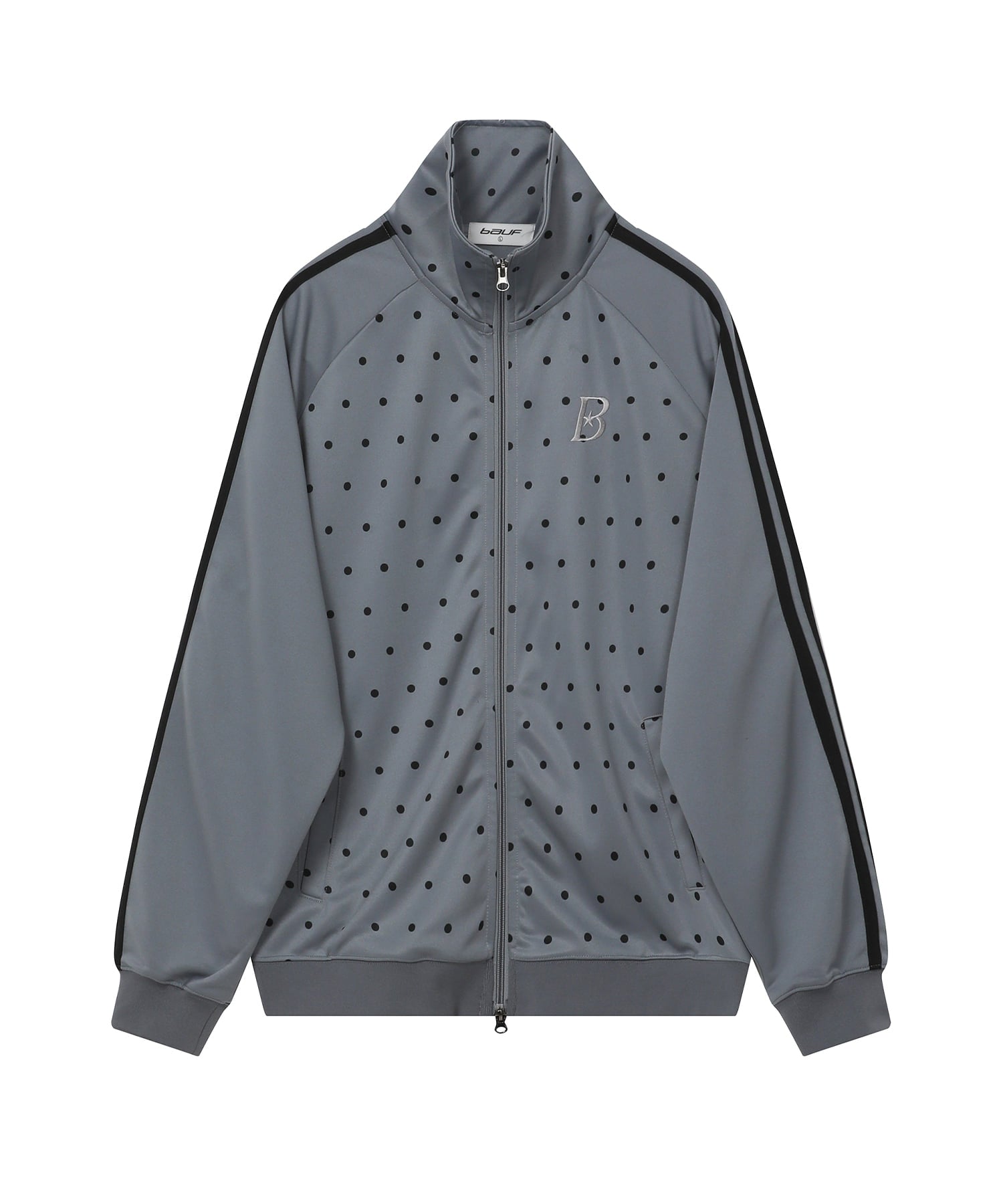 Dot zip-up jersey [Gray]