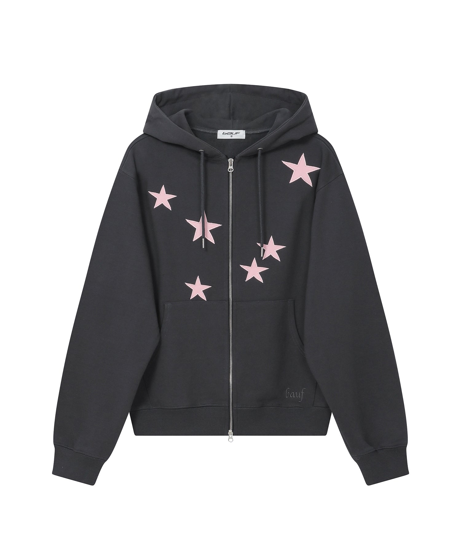 Star symbol hood zip-up. [Charcoal]