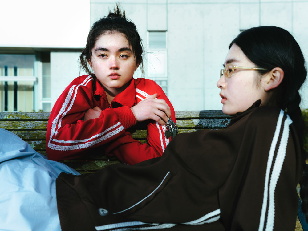 LACE TRACK JACKET RED